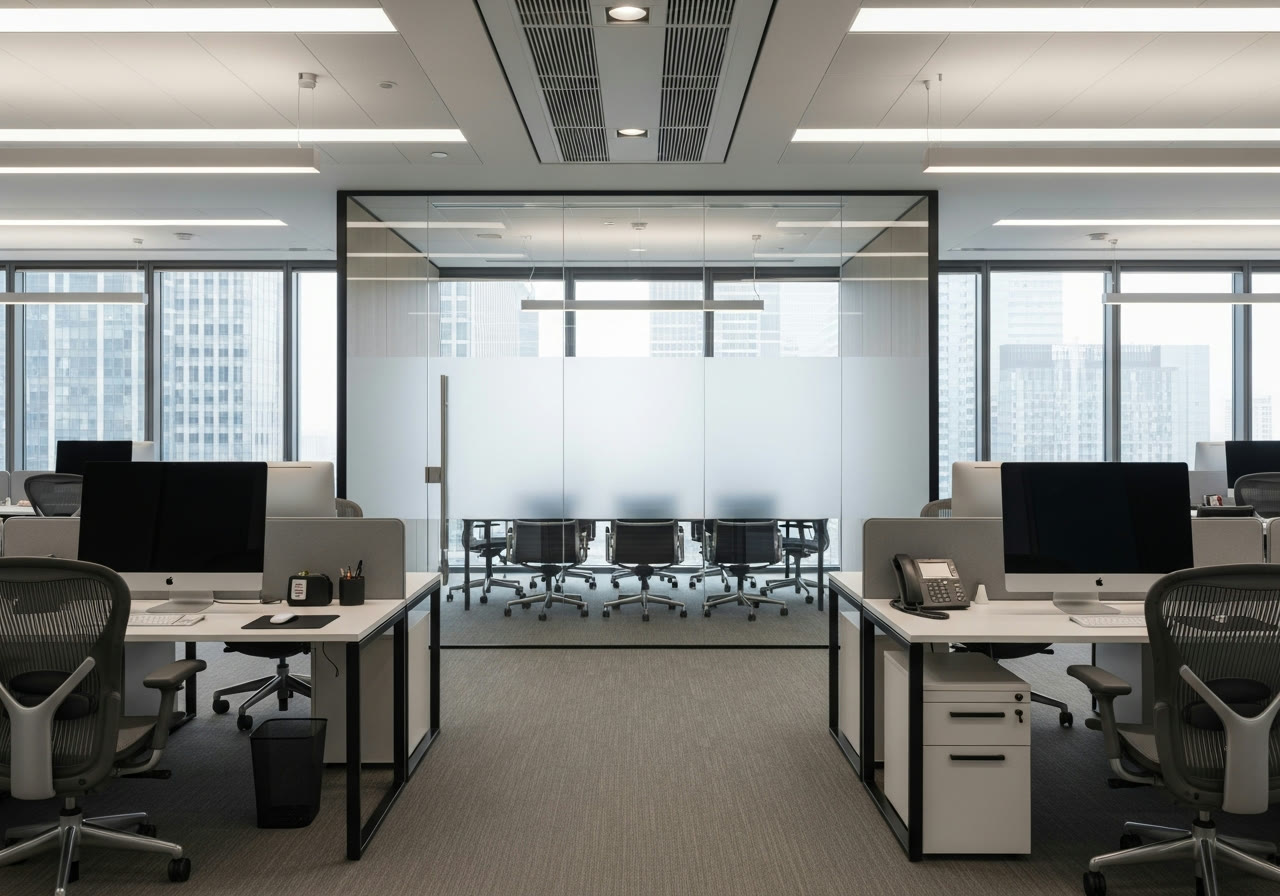 Office glass with commercial film in Glendale