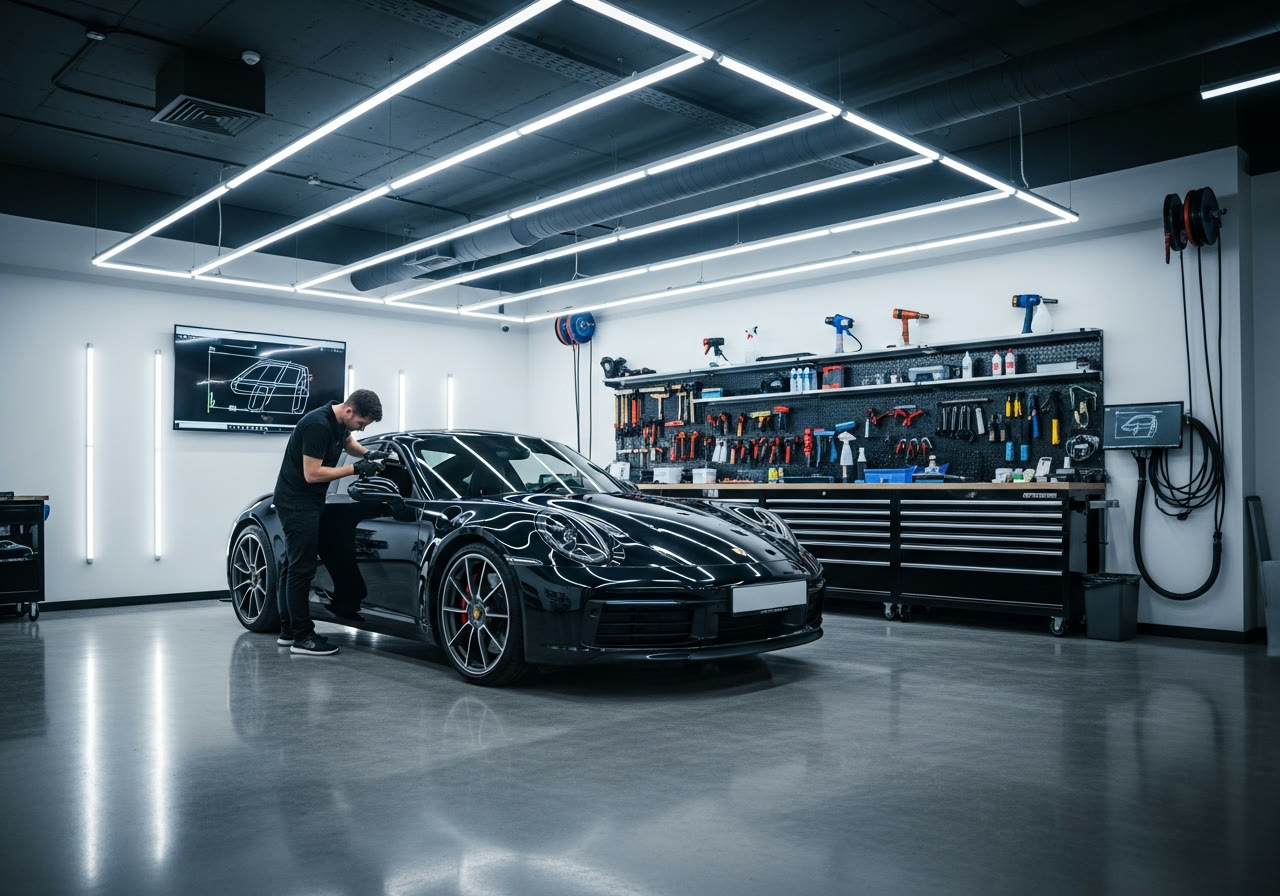 Inside the West Coast Window Tinting shop in Simi Valley
